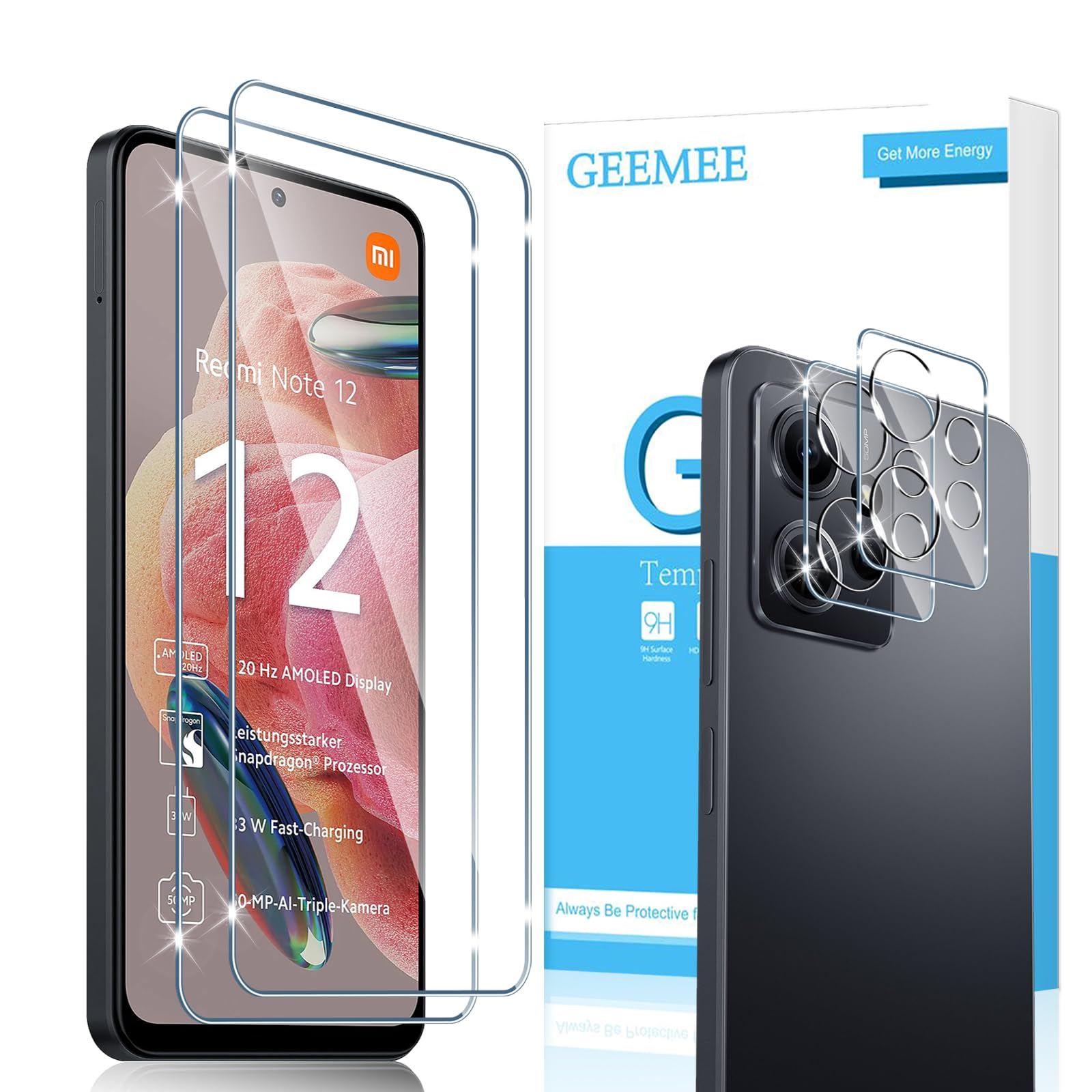 2 pezzi Pellicola protettiva in vetro temperato HD, compatibile con