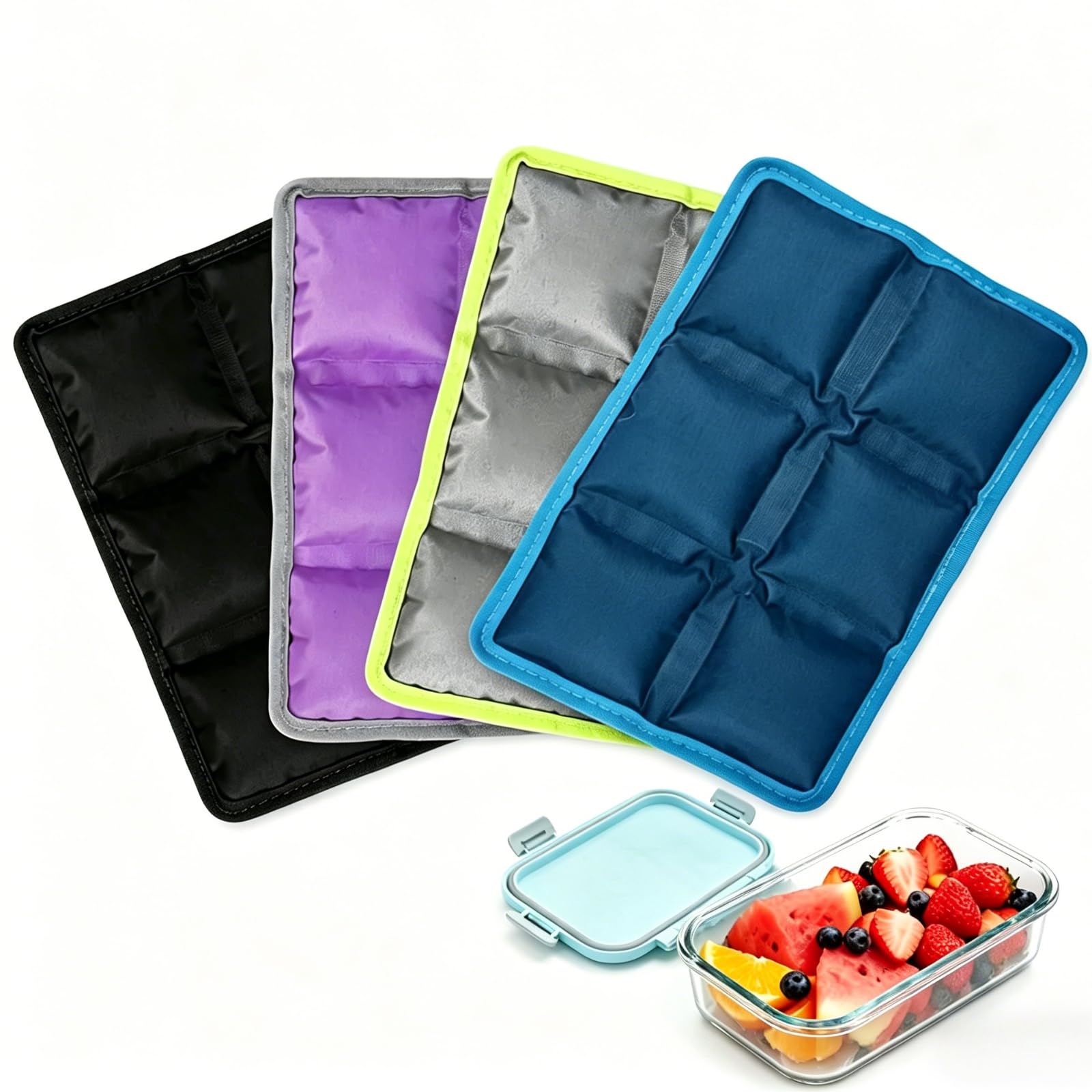 Small Ice Packs for Lunch Box, Slim Reusable Gel Ice Packs 4 PCS for Lunch Box, Mini Freezer Packs for Bento Box & Portable Cooler, Long Lasting Cold Packs for Food (6 x 4 x 0.7 in)