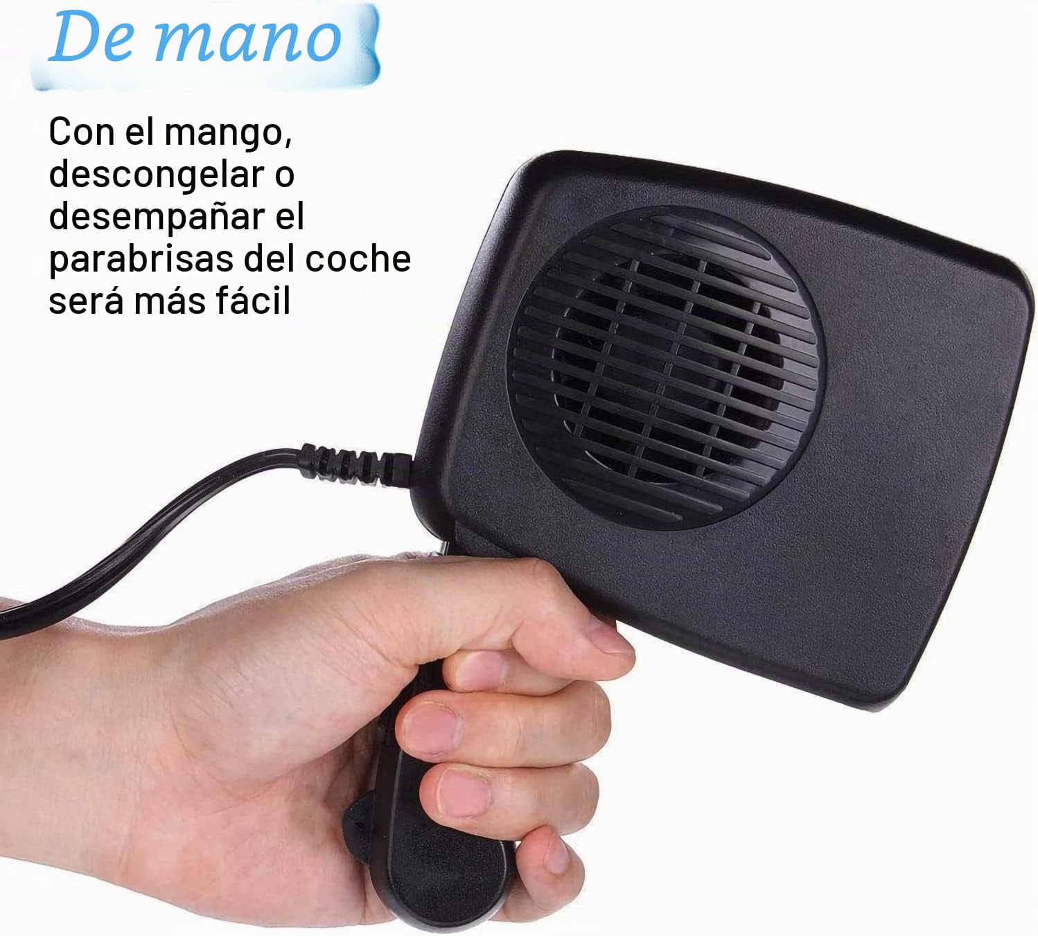 Leaflai Calentador de coche de 12 V. Radiador portátil para coche, 150 W, antiempañamiento, que se conecta al encendedor de cigarrillos, con mango ergonómico para SUV y camiones