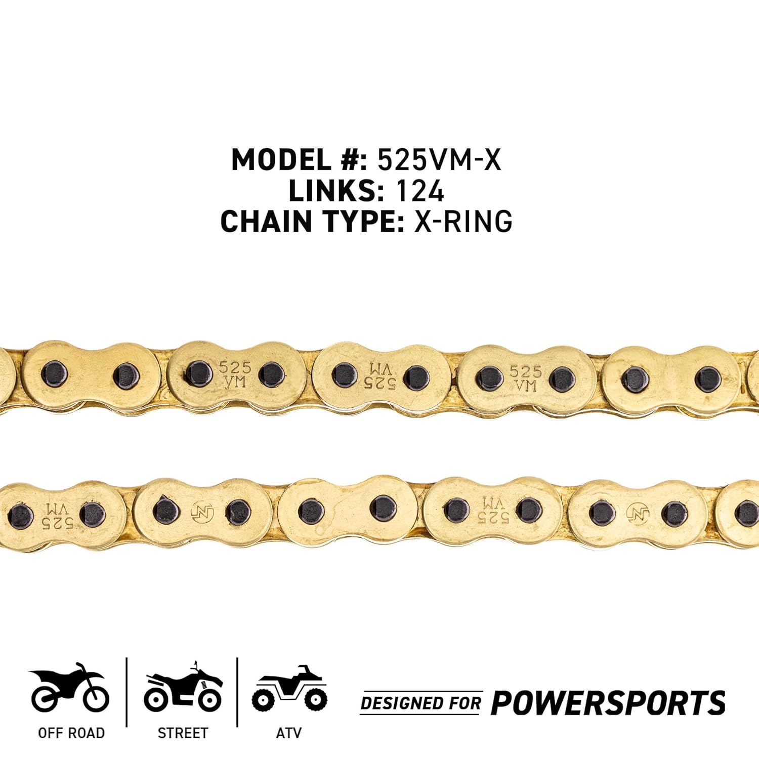 NICHE Gold 525 X-Ring Chain 124 Links with Connecting Master Link