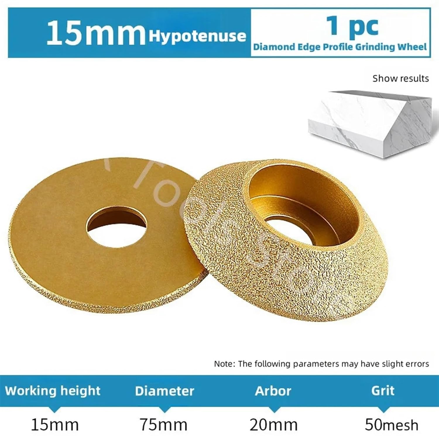 1Pcs 75 * 15/20mm Brazing Bevel Diamond Edge Profile Grinding Wheel Efficient Marble Stone Edge Angle Grinding(15mm)