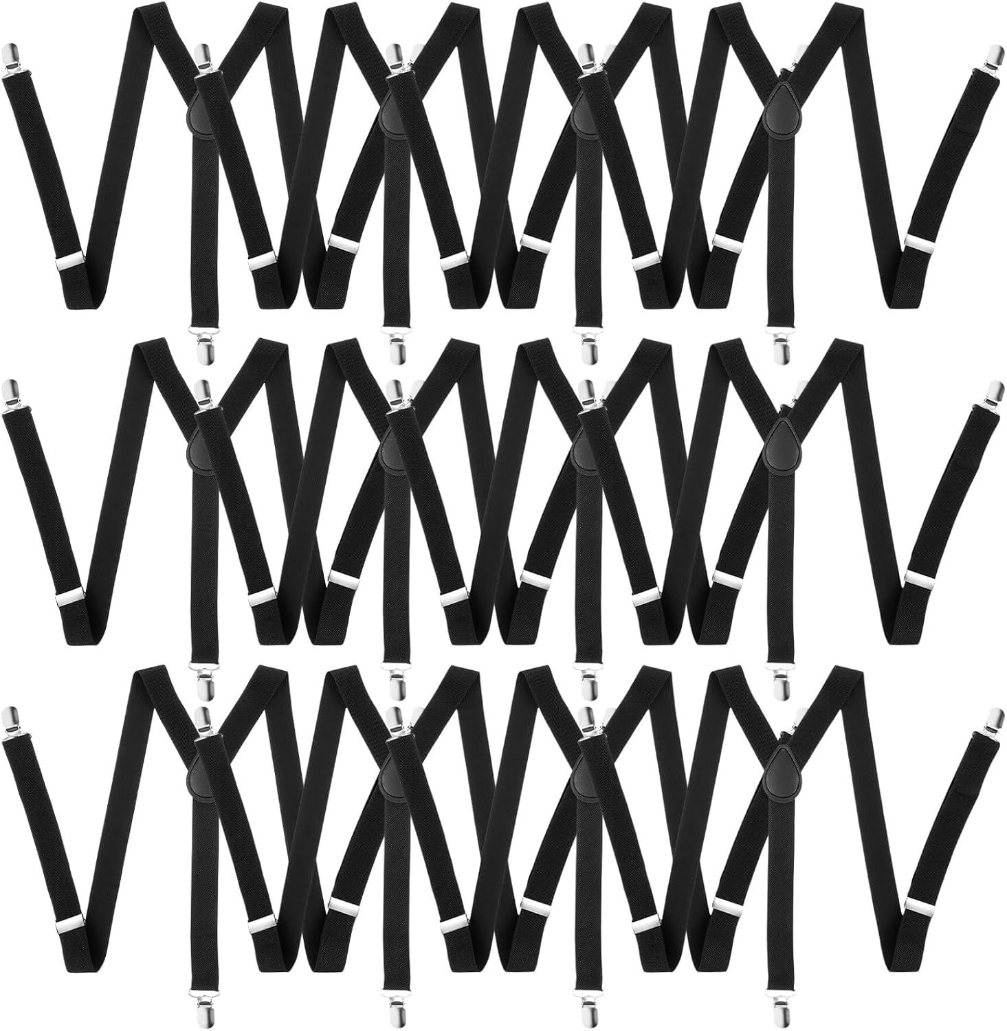 12 Pcs Heavy Duty Suspenders for Men, Adjustable Elastic Y Back Suspenders with Metal Clips for Work and Costume