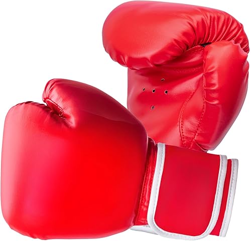 Guantes de boxeo para niños y niñas, jóvenes de 4 a 10 años, guantes de entrenamiento para saco de boxeo, kickboxing, Muay Thai, color rojo