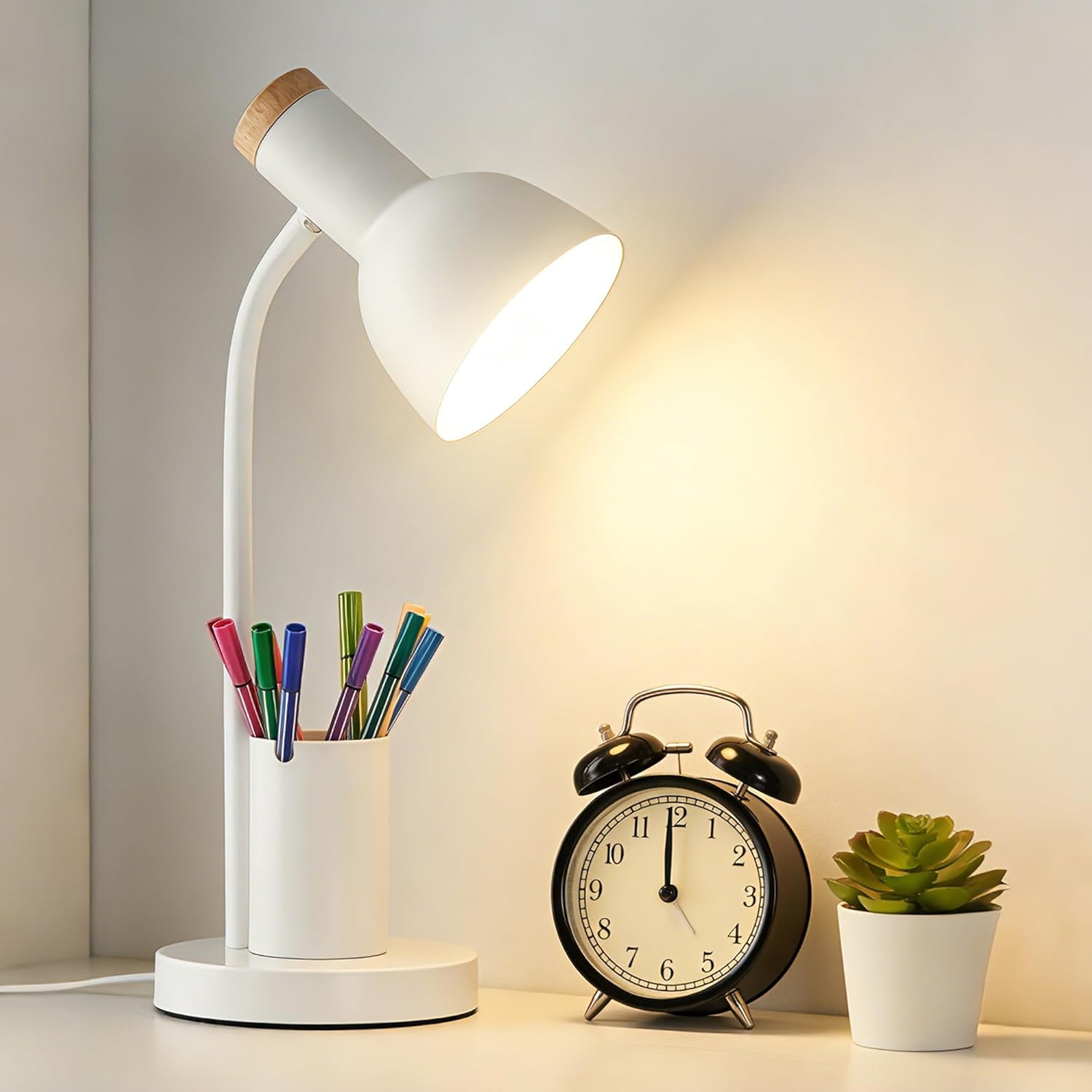 WLHONG LED Desk Lamp, Modern Table Lamps 3 Color Modes, Eye-Caring Reading Light, Desk Light with Adjustable Flexible Gooseneck, Study Lamp for Kids Audlt Bedside Dorm Room Essentials (Green)
