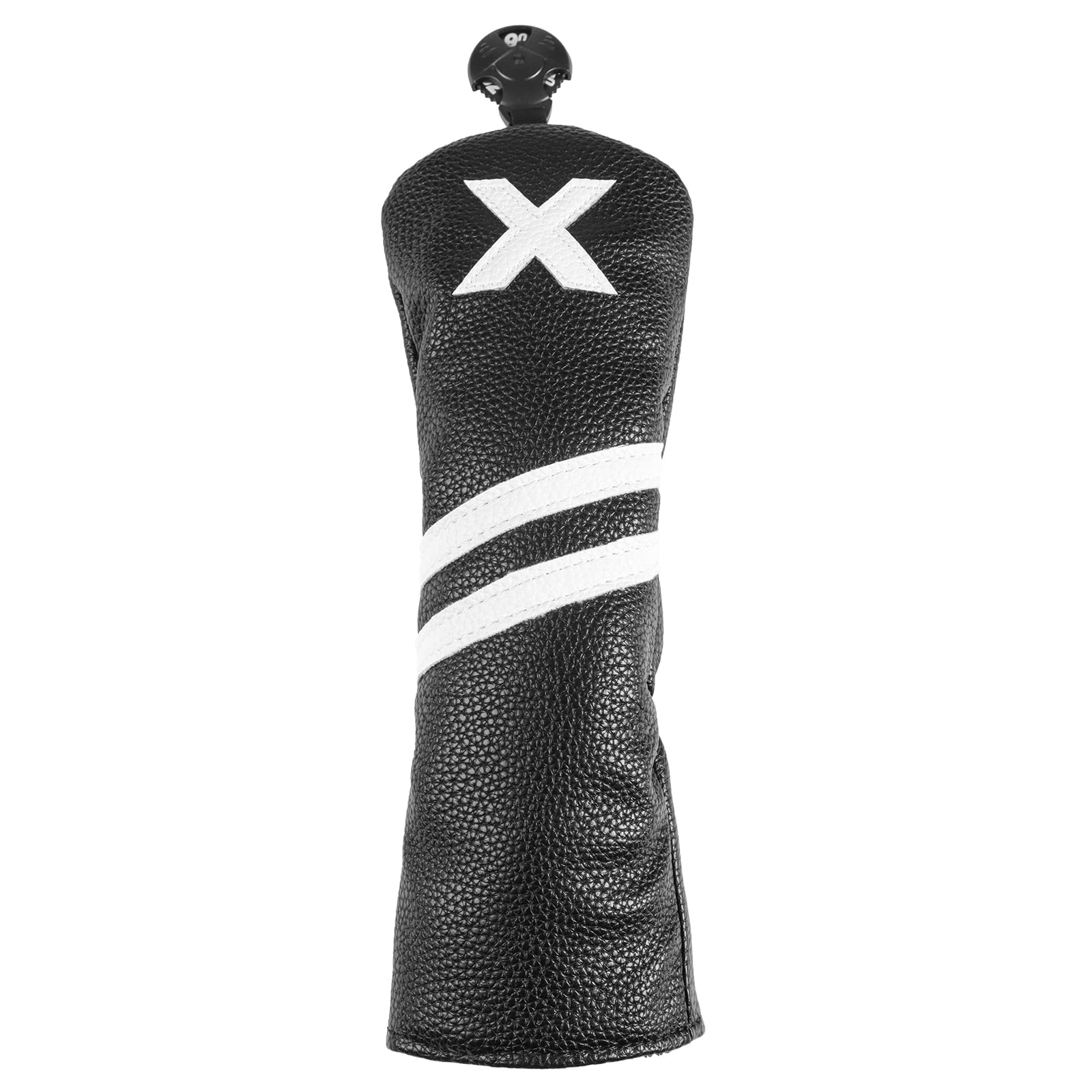 FINGER TEN Golf Club Head Covers Wood 1 3 or 4 Pcs for Driver Fairway Hybrid, PU Leather Covers with Printed Number & Elastic Band Snug Fit Most Clubs for Men Women (Black-1 Hybrid Cover)