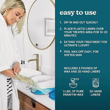 Homedics Paraffin Wax Machine for Hands Therapy | Hypoallergenic Hot Wax Hand Therapy Machine to Soothe and Moisturize Hands - Includes 3 Pounds of Wax and 20 Hand Liners