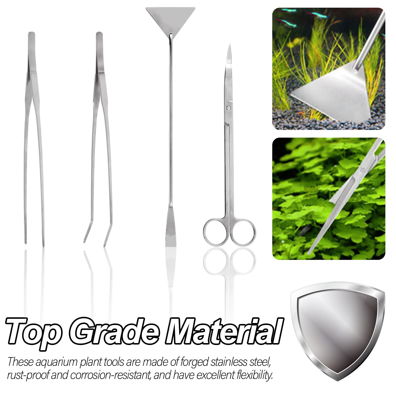 Wokape 15Pcs Aquarium Aquascaping Tools Kit with Replacement Blades, Stainless Steel Aquarium Plant Tools for Clean Fish Tank - Image 4