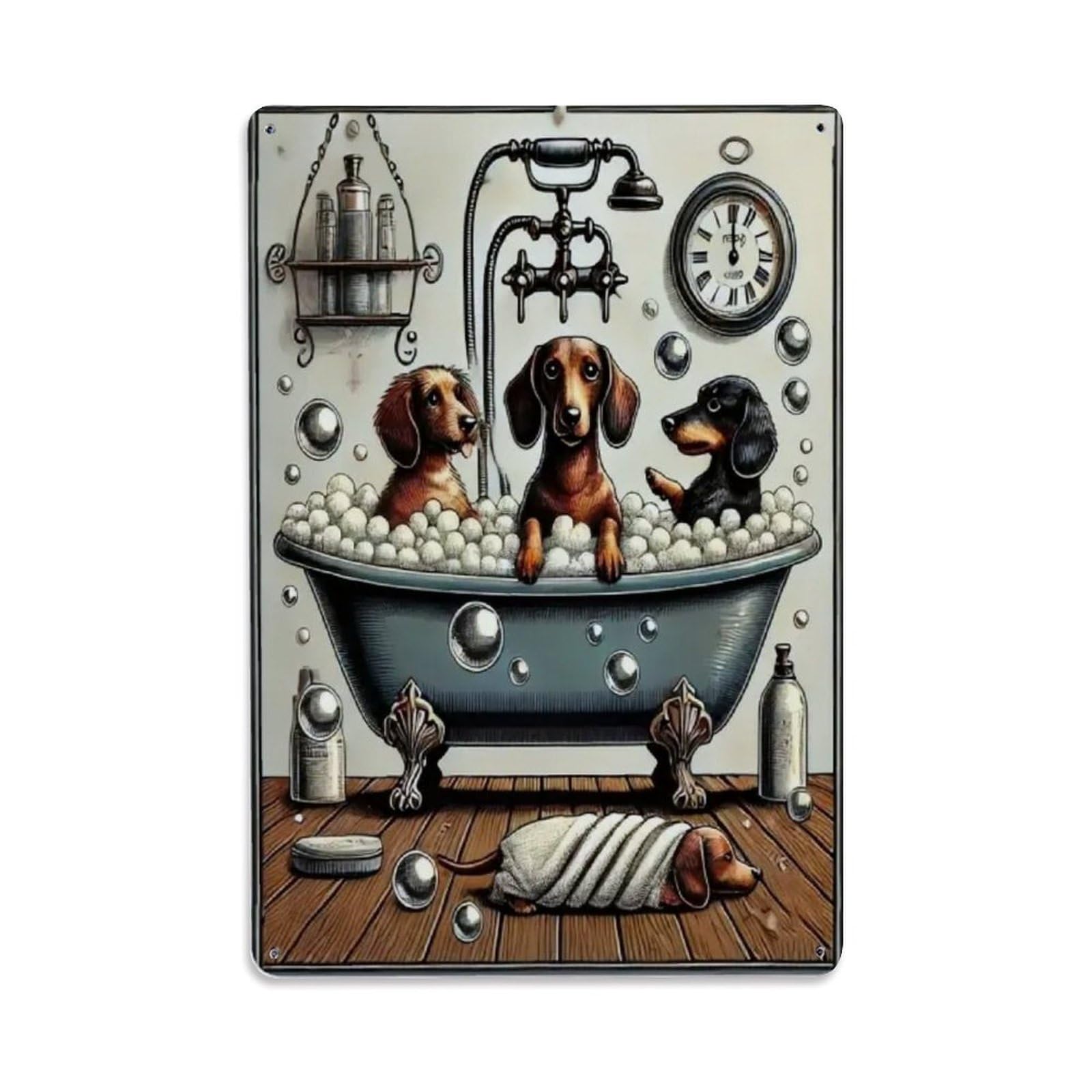 Igtefte Vintage Dachshund Bathroom Tin Sign Style Home Bar Garden Wall Plaque Decor Metal Poster 8X12 Inch