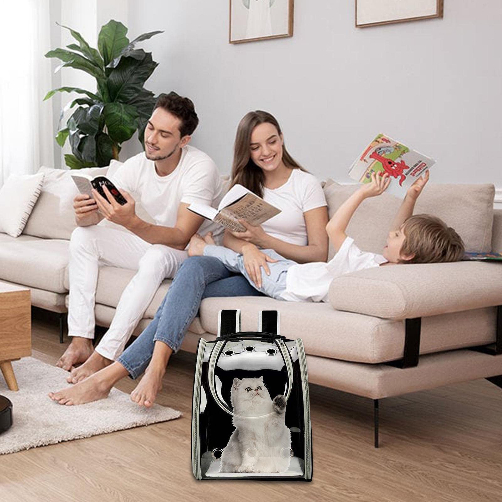 Mochila Viajera para Gatos Bolsa de Transporte Transpirable y Transparente | Mochila de Viaje que Ahorra Esfuerzo que Permite Disfrutar en Familia y con Amigos