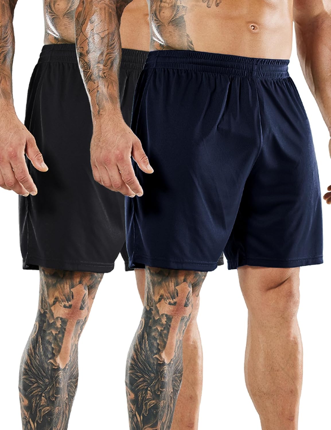MIER 2 Pack Men's Quick-Dry Athletic/Soccer/Basketball Shorts Without Pockets No Liner Running Workout Training Active