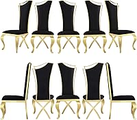 Vista 20 de ACEDÉCOR Juego de 4 sillas de comedor de terciopelo, sillas de cocina tapizadas de lujo negras con respaldo alto aerodinámico, modernas y hermosas