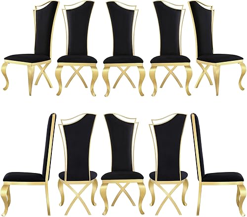 Miniatura 21 de ACEDÉCOR Juego de 4 sillas de comedor de terciopelo, sillas de cocina tapizadas de lujo negras con respaldo alto aerodinámico, modernas y hermosas