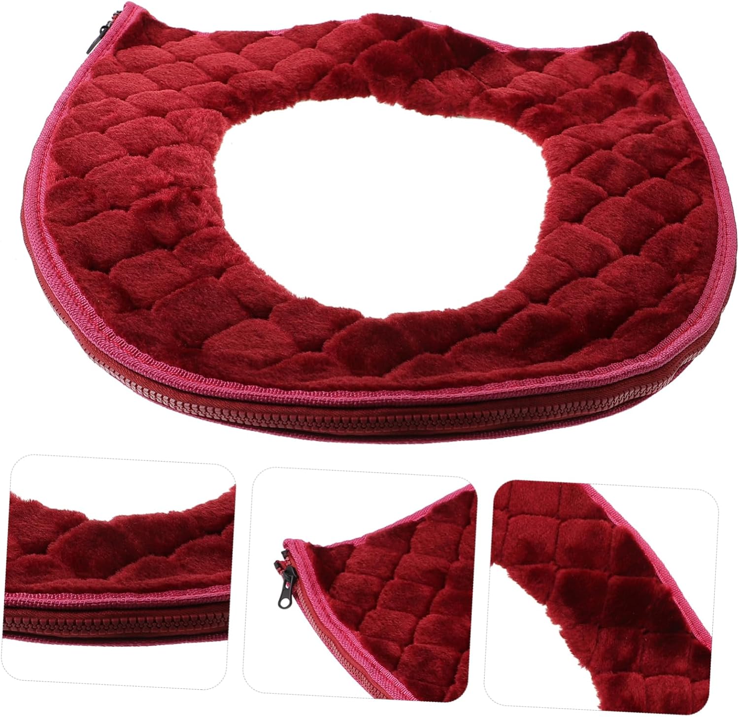 2pcs Warm Toilet Seat Cover Cushion Pad with Zipper Thick Bathroom Toilet Seat Protector for Easy to Install and Wash Comfortable Cushion for Cold Weather Use