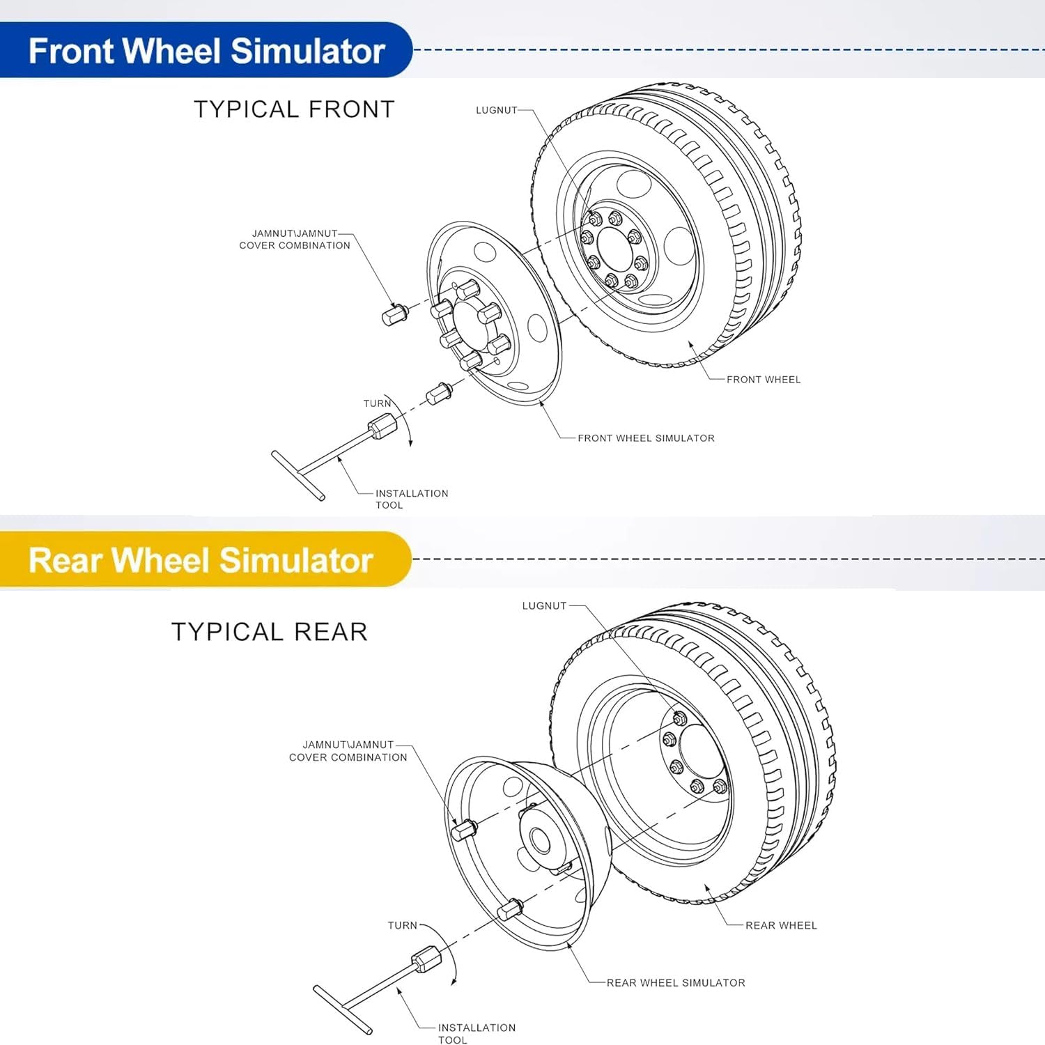 4pcs 17inch Protective Polished Stainless Steel Dually Wheel Simulators Fit for 2003-2018 Dodge Ram 3500, 8 Lug Bolt On Wheel Cover with Removable Centre Cap Hubcaps
