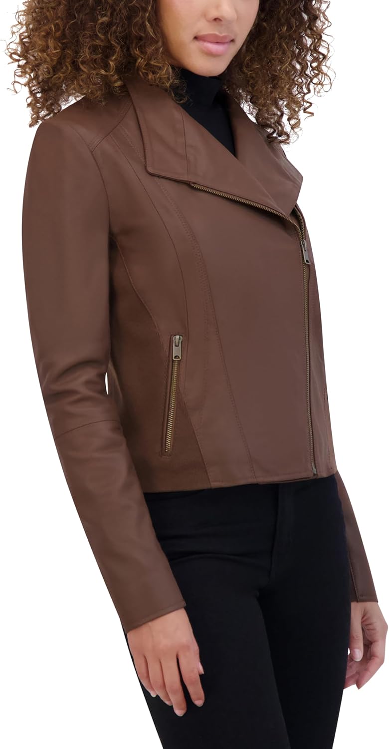Andrew Marc Women's Asymmetrical Felix Leather Moto Jacket - Image 3
