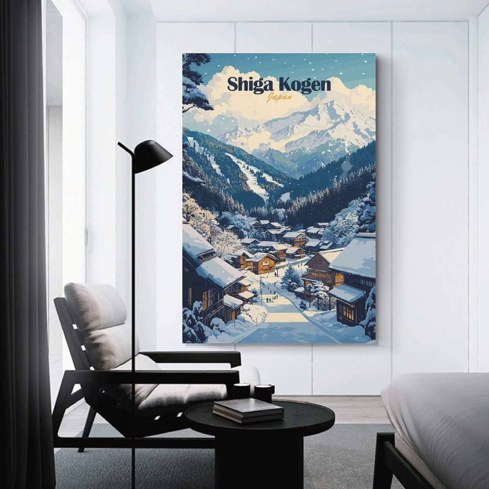 Junmoney Shiga Kogen Japan Winter Village Wall Art Print 24x36inch(60x90cm), for Corridors, Hallways Or Apartment Entries, Wall Decor to Refresh Empty Corners