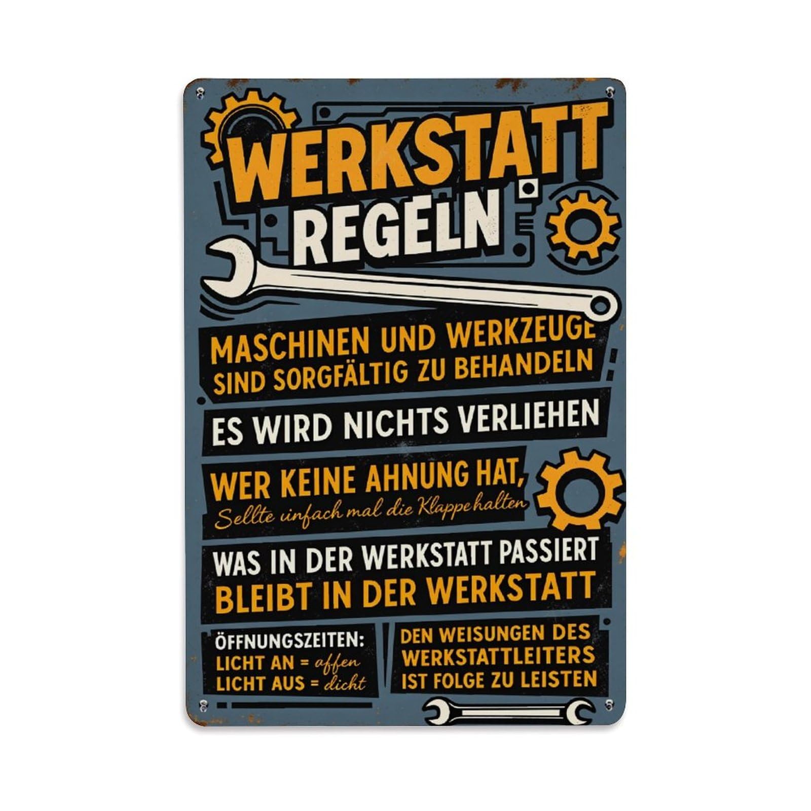 Workshop Rules Machine Tools Treatment Tin Sign Vintage Metal Poster Retro Bar, Home, Man Cave, Kitchen, Laundry Room Wall Art Decor Gift 8x12 Inch