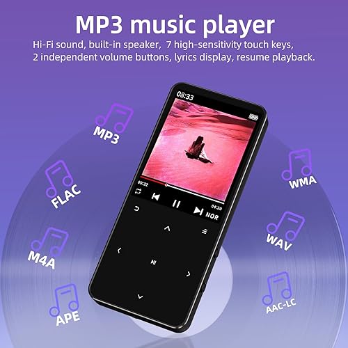Miniatura 3 de Reproductor MP3 con Bluetooth 5.3, reproductor de música MP3 digital portátil con altavoz, radio FM, grabadora de voz, libro electrónico, botones