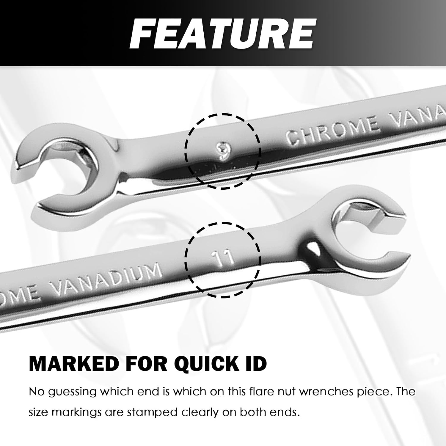 Metric 9mm x 11mm Flare Nut Wrench for Hydraulic Fittings