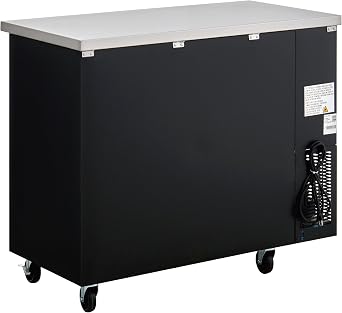 Kratos Commercial 48 Wide Back Bar Refrigerator with Sliding Glass Doors, Black 13 Cubic Ft. Two Door Refrigerator for Bars and Restaurants (67K-155)