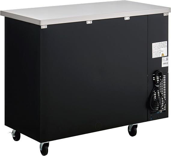 Kratos Commercial 48 Wide Back Bar Refrigerator with Sliding Glass Doors, Black 13 Cubic Ft. Two Door Refrigerator for Bars and Restaurants (67K-155)