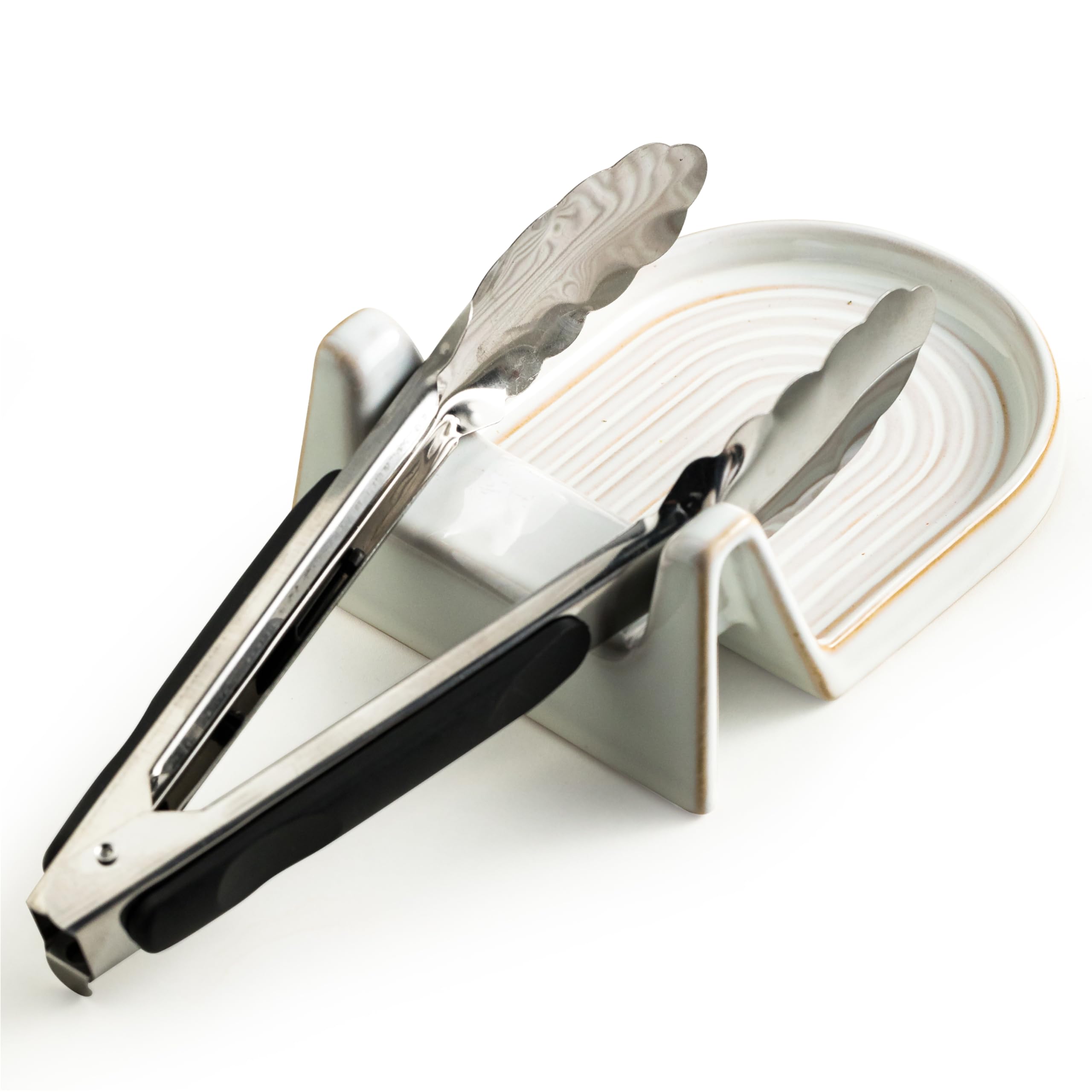 Ceramic Spoon Rest for Countertop Heat-Resistant Spoon Rest for Stove Top Kitchen Gadgets & Kitchen Utensils Holder White