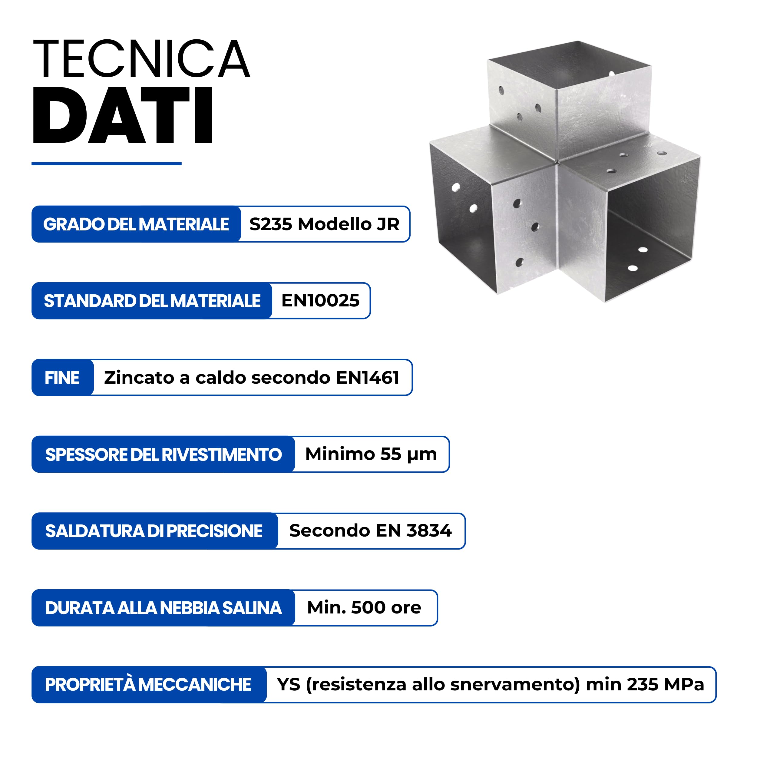 GeZu Impex Connettore per Palo Y 81x81 mm Set di 8 Zincato a Caldo Pergola Connettore d’Angolo a 3 Vie a 90° Padiglione Fai-da-te Supporto per Lavori Legno