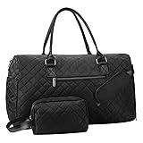 Funarty Travel Duffle Bag 36L Weekender Overnight Bag with Shoe Pocket for Women, Large Travel Duffel Bag, Large Carry On Bag, with Laptop Compartment for Travel, Business Trips,Bag (Black)