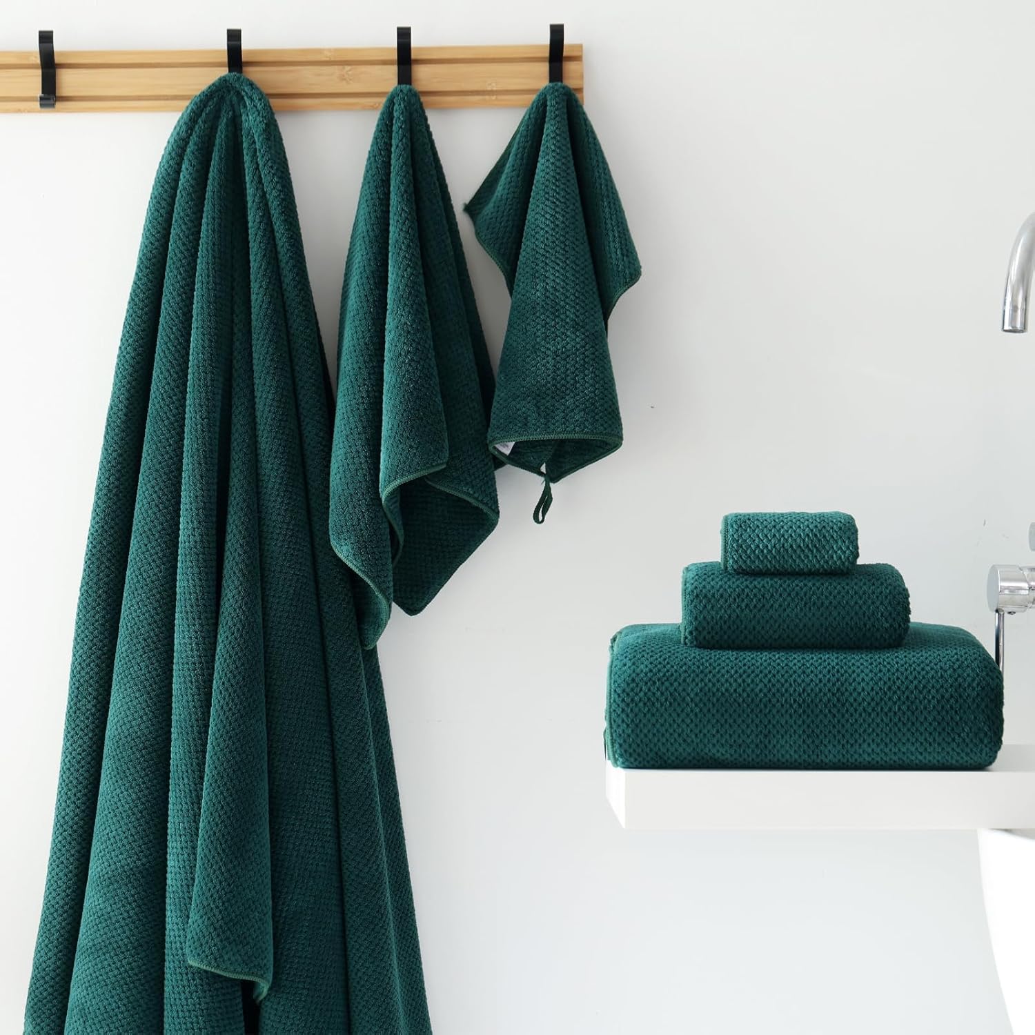 40x80 Inches Bath Sheets Towels for Adults Oversized Bath Towels Extra Large Luxury Super Soft Absorbent Quick Dry Microfiber (Dark Green,2PCS) - Image 4