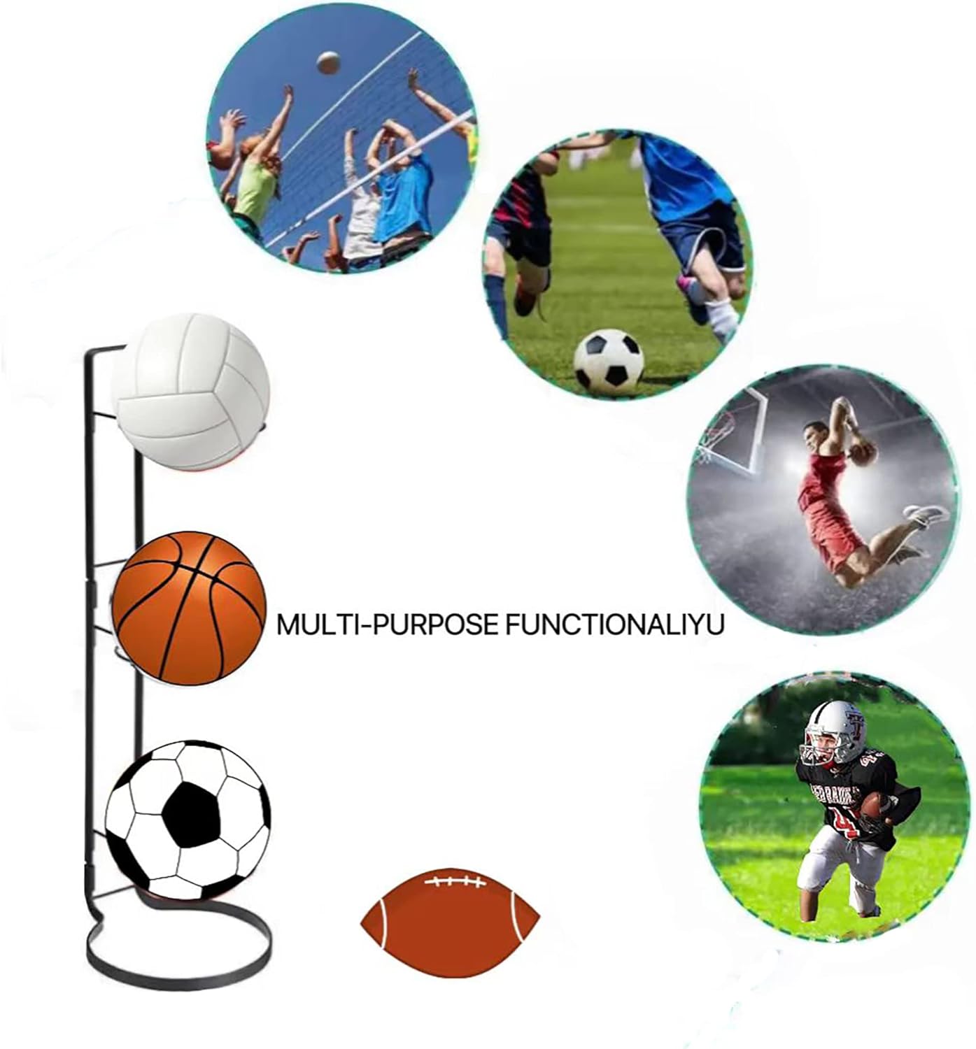 Buy Basketball Ball Storage Rack,3 Tier Cube Sports Ball Holder,Garage