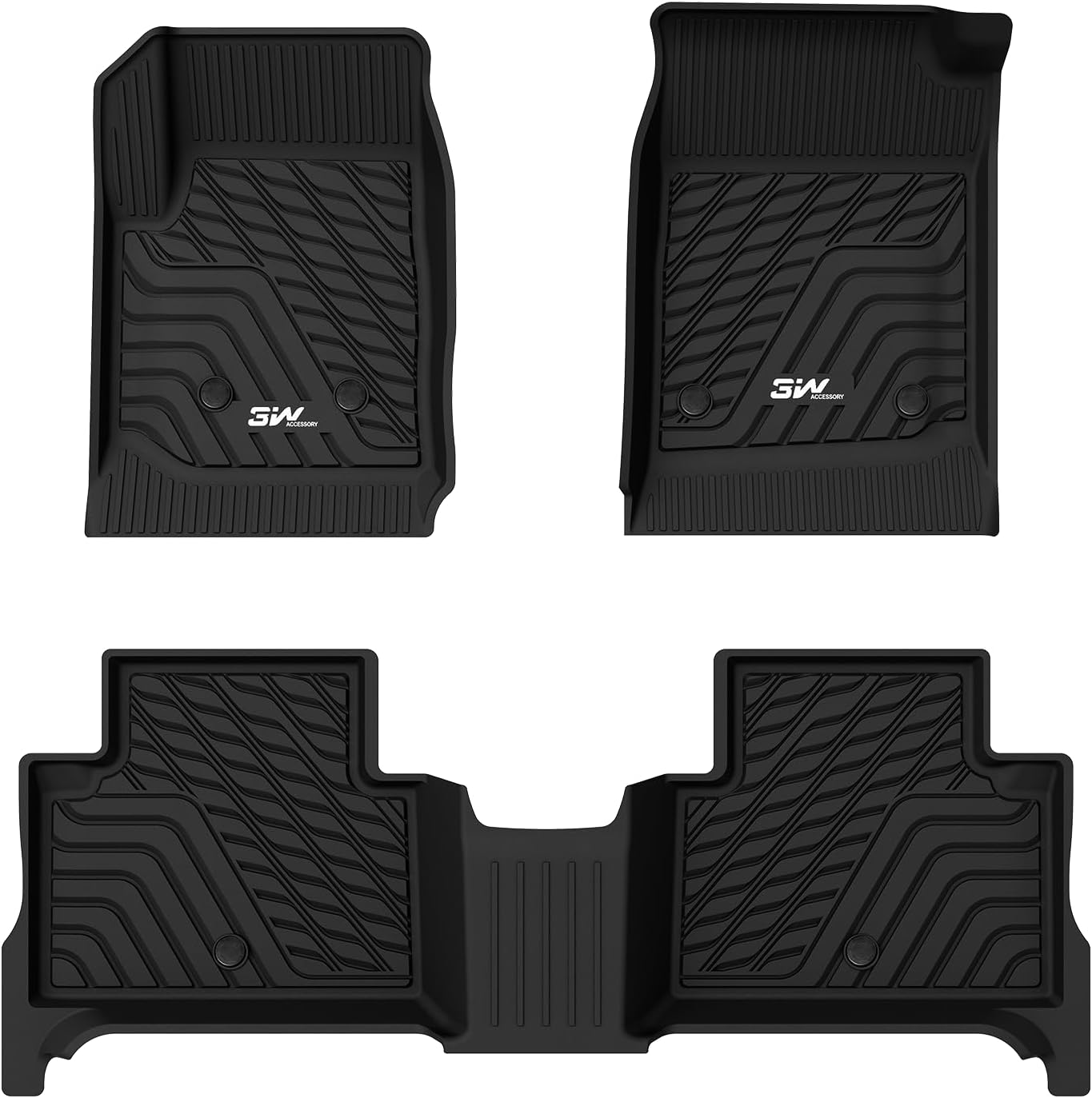 3W Floor Mats Fit for 2015-2022 Chevy Colorado Crew Cab/GMC Canyon Crew Cab, Full TPE All Weather Chevy Colorado Car Mats 1st & 2nd Row Custom Fit Accessories for Chevrolet/GMC, Black