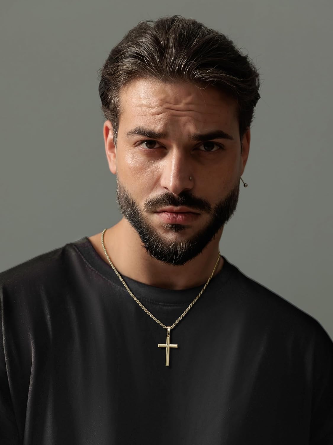 SWEETV 18K Gold Over 925 Sterling Silver Cross Necklace for Men/Women, Stainless Steel Cuban/Rope Chain Cross Pendant 18-24 inch, Religious Jewelry Gifts for Men - Image 5