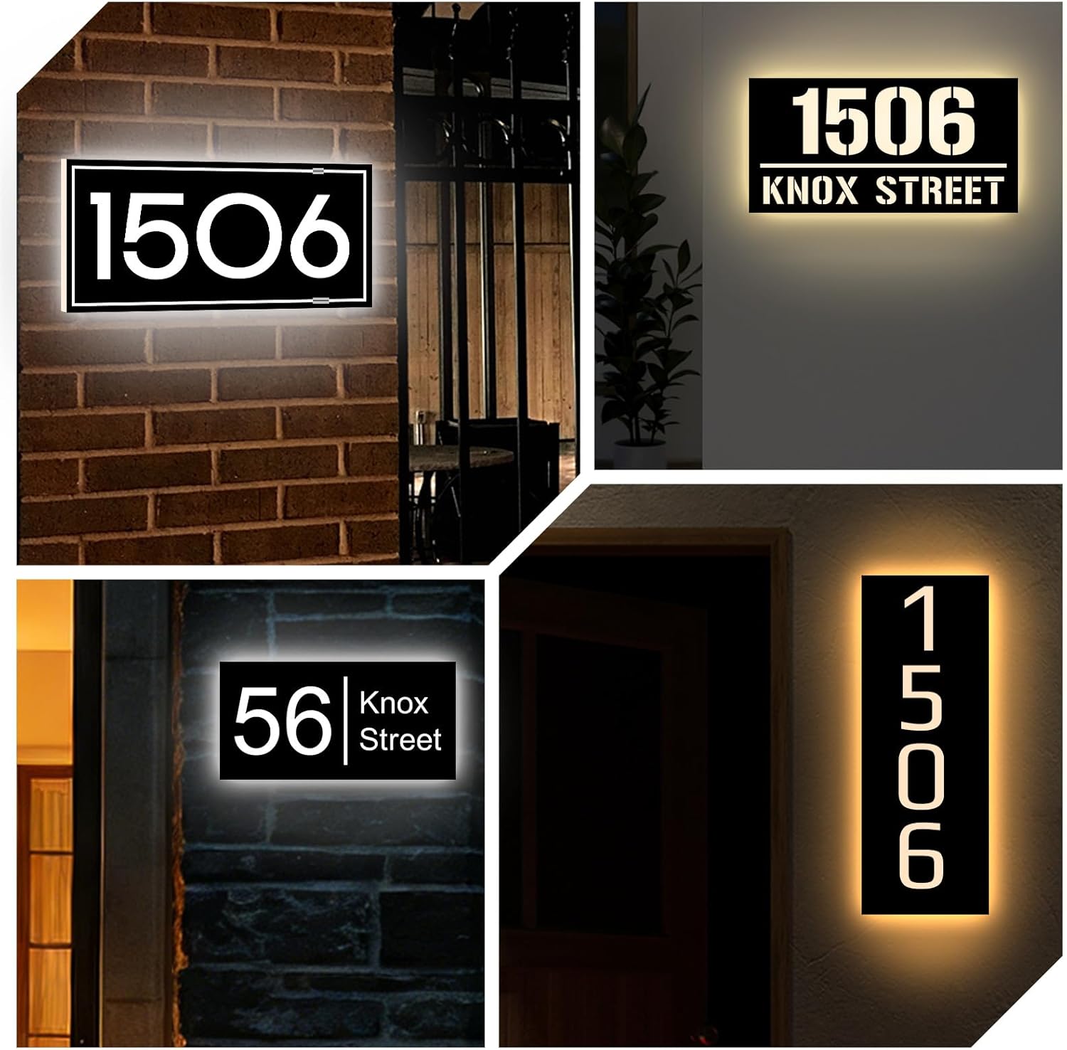 Custom Solar House Numbers for Outside, Personalized lighted Address Sign with LED Illumination, Waterproof Modern Metal Plaque, Personalized Light Up Address Number for Home, Yard Door. (Custom illuminated Address Plaque)