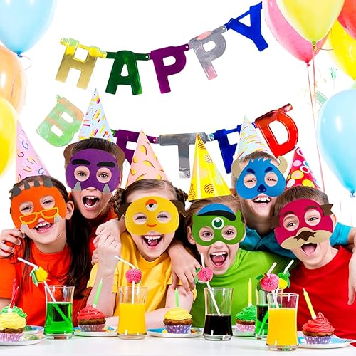 Miniatura 4 de 12 máscaras de fieltro de monstruo, suministros creativos de fiesta de cumpleaños con temática de monstruo, decoración de fiesta de cumpleaños para