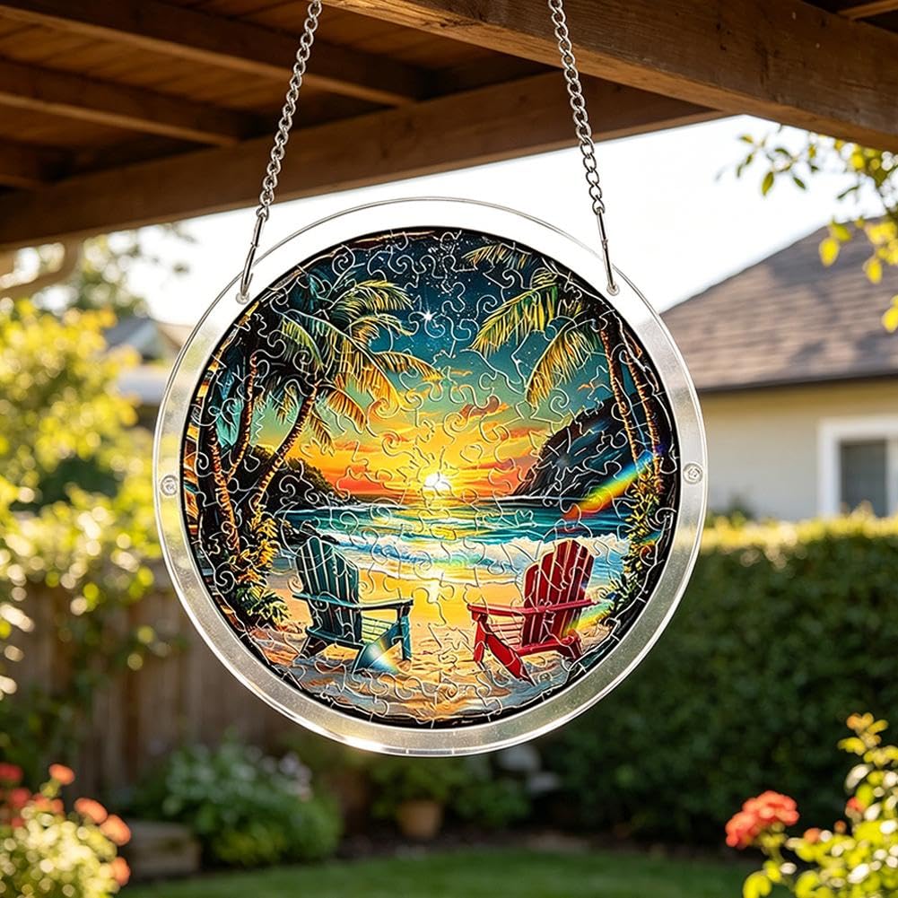 Acrylic Puzzles Suncatcher Window Hanging,83Pcs Sun Catcher Acrylic Puzzles Garden Decoration,Sun Catcher Stained Glass AcrylicPuzzle Decoration,for Women Men Birthday Mother's/Father's DayGift — view 11