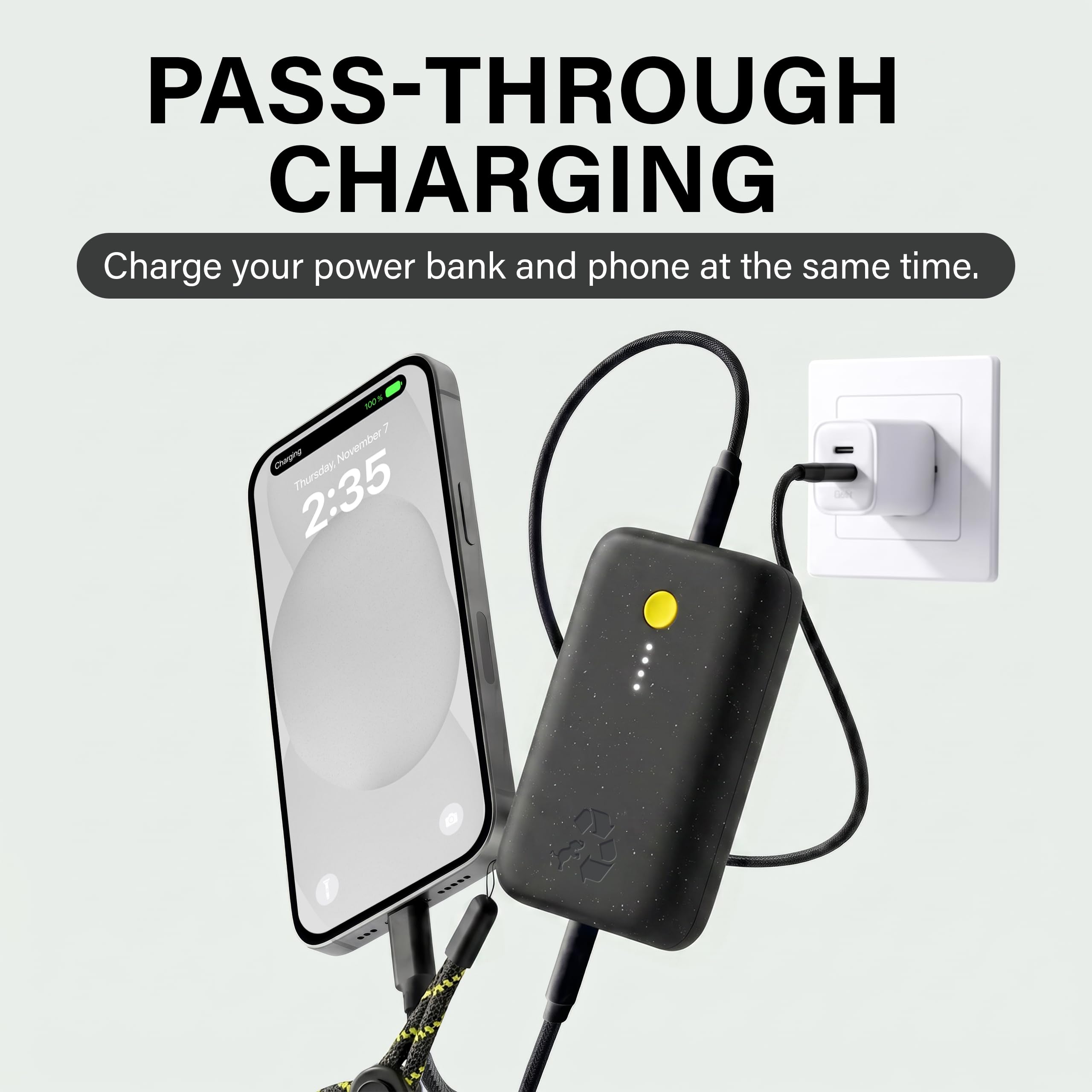 Nimble Champ Tragbares Ladegerät, 10000mAh Power Bank Schnellladung, 20W Dual USB-C Akku Pack mit Kabel, Travel Essential Power Bank für iPhone Laptops Galaxy Tablet Pixel iPad Macbook Kindle Airpod
