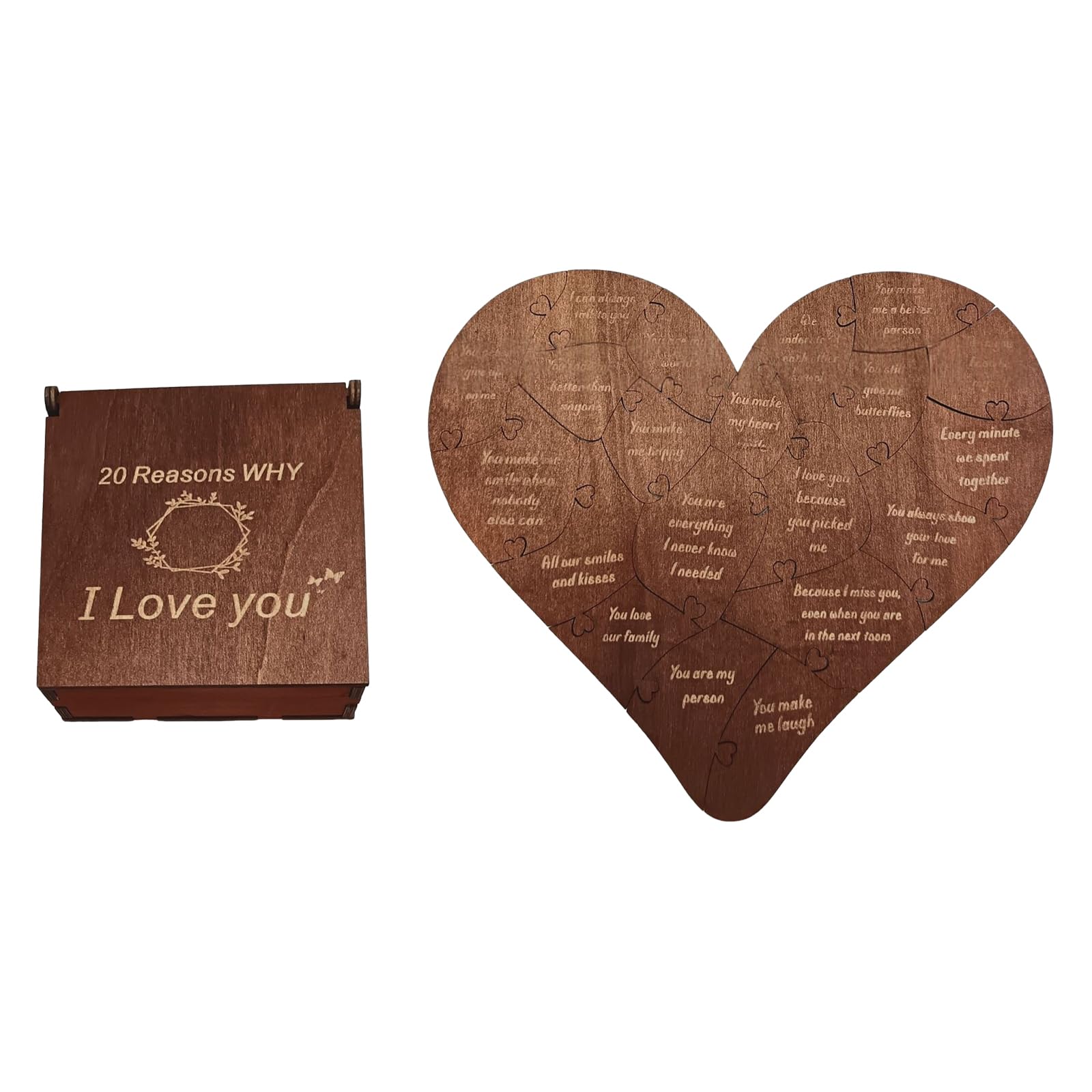 Puzzle a forma di cuore in legno, puzzle in legno a forma di cuore, romantico puzzle d'amore con scatola, puzzle per San Valentino in cuori, decorazione per uomini e donne, puzzle a forma di