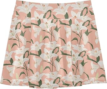 Sweet Lily Girls Tennis Skirts with Built in Shorts Flowy Skort for Little Girl Cheer Skirt with Pockets 4-12Y