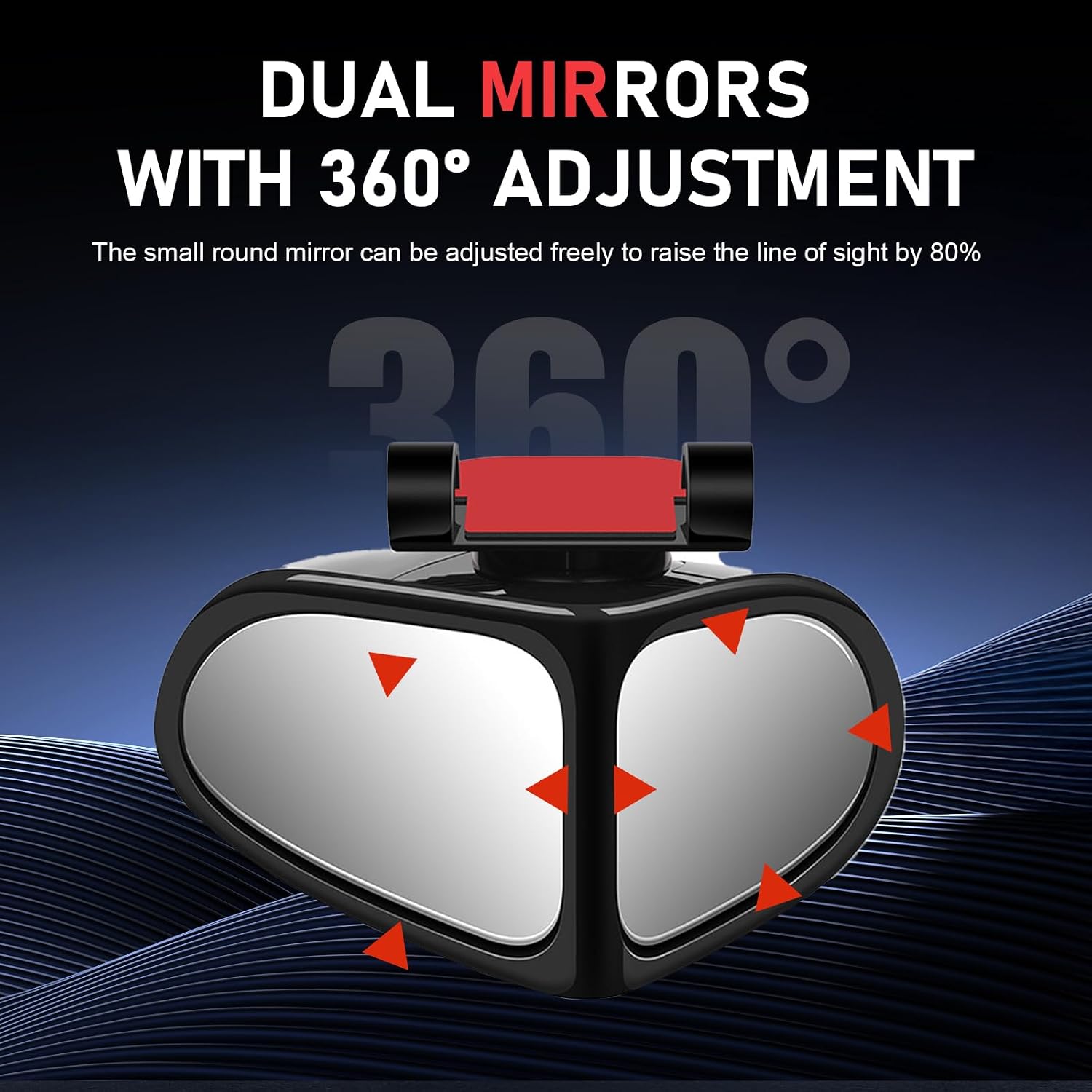 2PCS Car Blind Spot Mirrors, Double-Sided 360° Adjustable Rotating Rear View Mirror, HD Glass Wide Angle Auxiliary Blindspot Mirror, Universal for Most Car