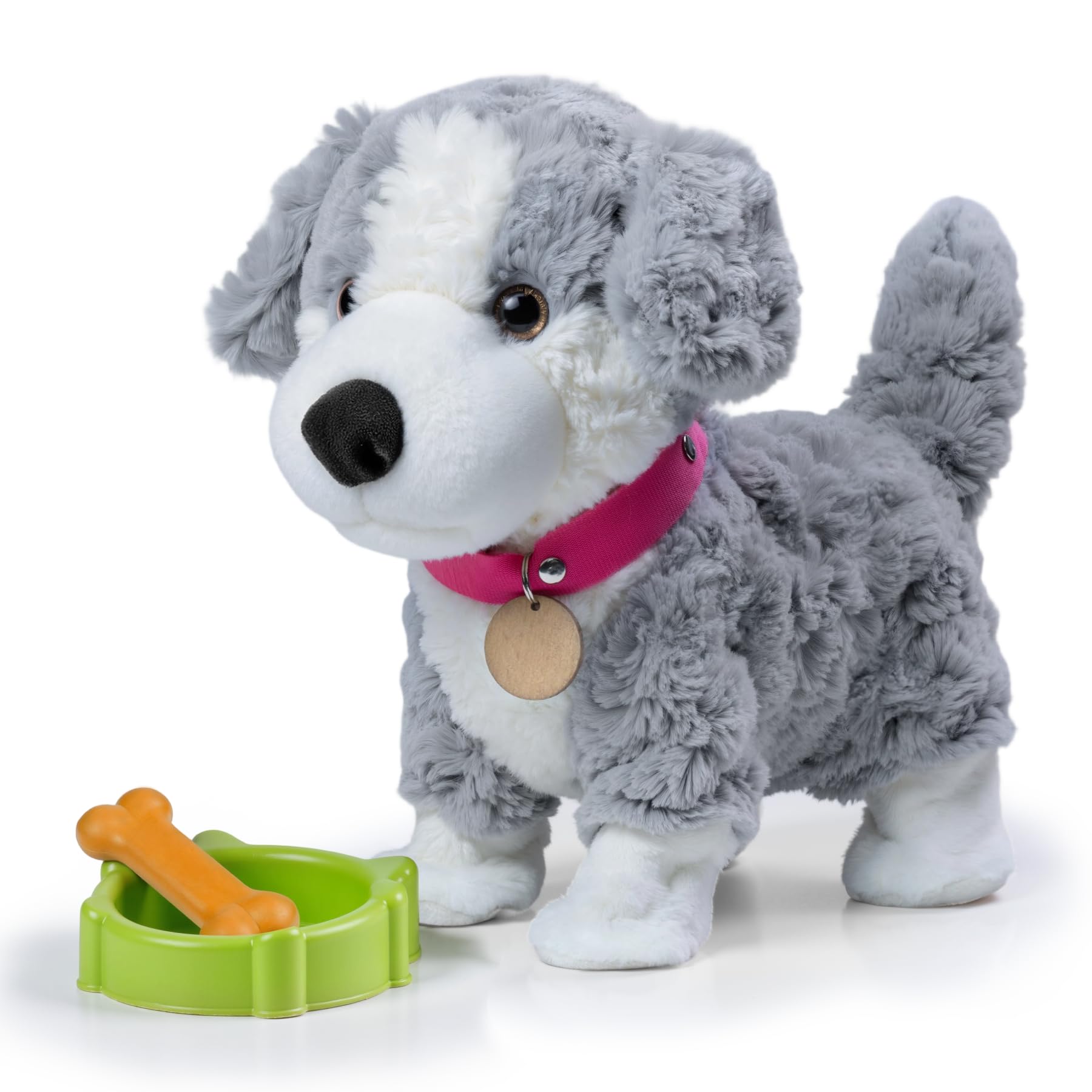 Cagnolino Che Abbaia e Cammina con Controllo Vocale, Parla, Muove la Coda, Peluche Cane Giocattolo Interattivo Elettronico, Cane Robot Realistico, Regalo per Bambini 3+ Anni