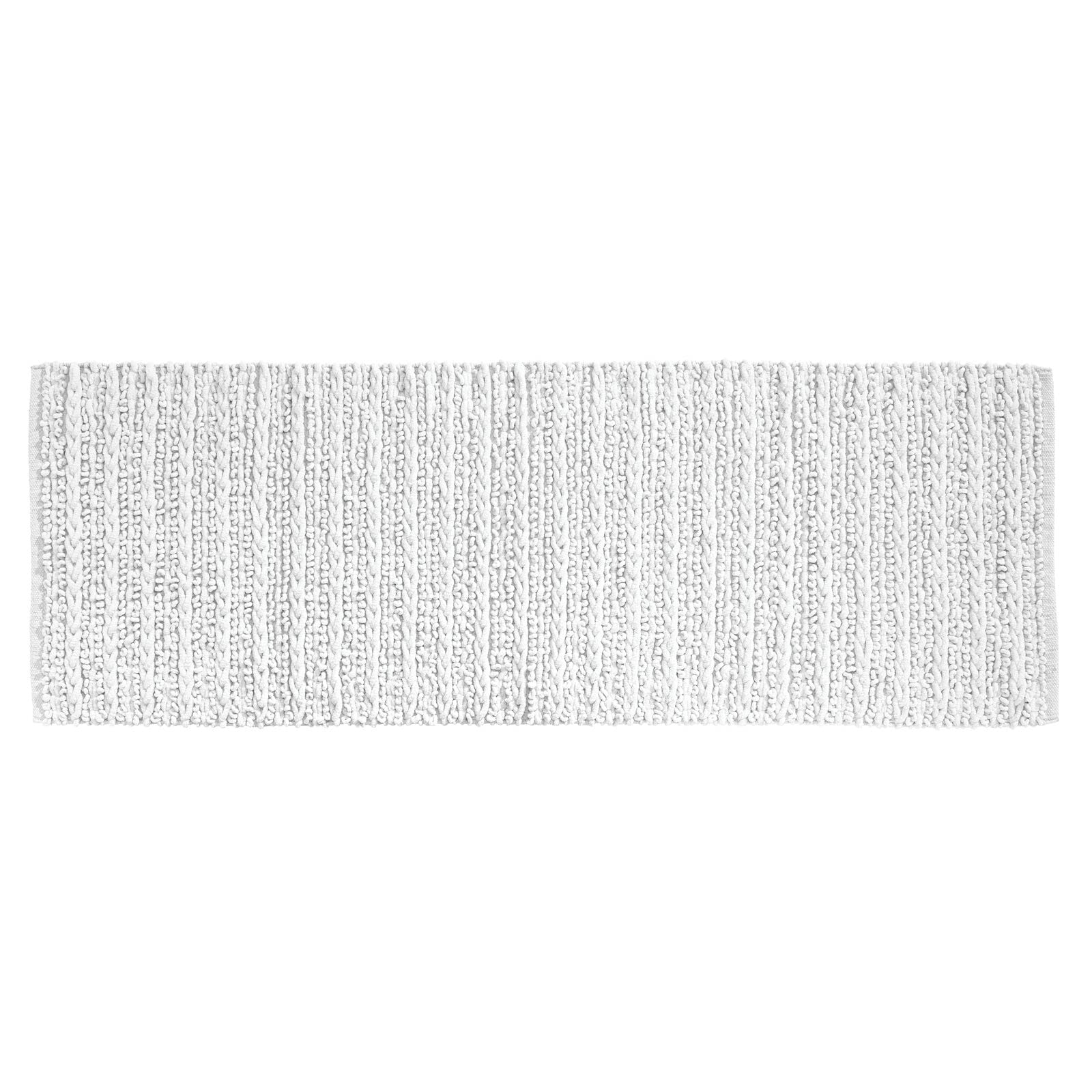 mDesign Soft 100% Cotton Luxury Hotel-Style Rectangular Spa Mat Rug, Plush Water Absorbent for Bathroom Vanity, Bathtub/Shower, Machine Washable, Braided Design, Long Runner, 60" x 21" - White