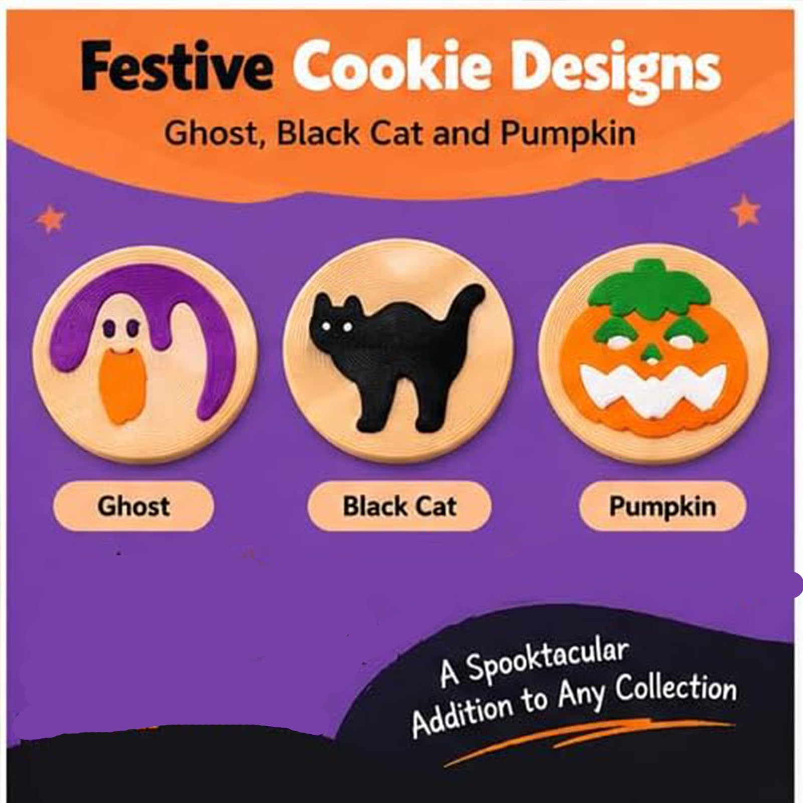 Juego de galletas de Halloween impresas en 3D,expositor de repostería (2pc)