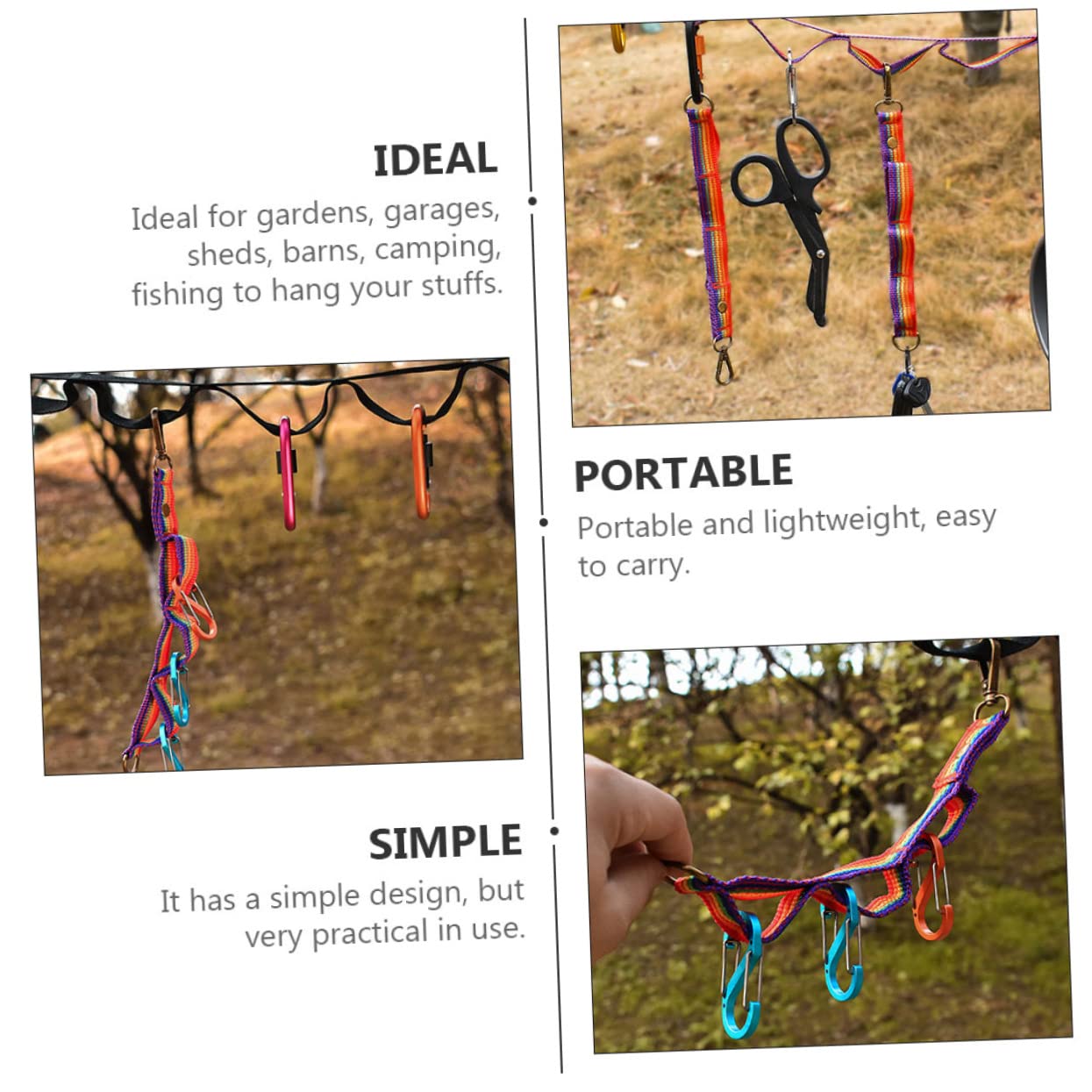 HANABASS Tarp for Under Tent Tent Hanging Rope 4pcs Accessories Keychain Lanyard