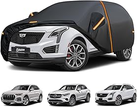 Kayme SUV Car Cover Custom Fit for Cadillac XT5,Audi Q5,Mercedes Benz GLC 300 350e,Outdoor Waterproof All Weather Full Exterior Cover Rain Sun Protector, Windproof Upgraded With Door Zipper and Towel.