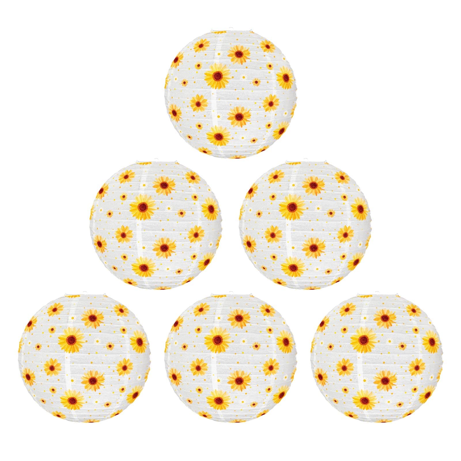 Tsophreniq 6Pcs Multipurpose Sunflowers Paper Lights 9.8Inch Hanging Decorations for Themed Parties and Relaxing Ambiances Festival Decors