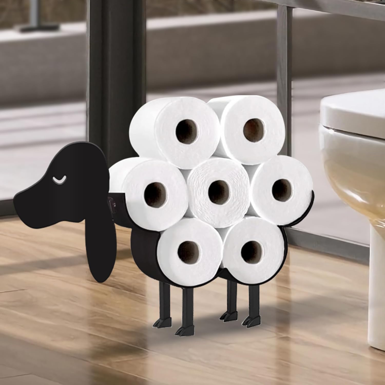 Sheep Toilet Paper Holder for Extra 8 Rolls, Wall Mounted Decorative Toilet Paper Storage, Farmhouse Bathroom Cute Decor Freestanding Accessories Storage Cabinet