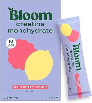 Bloom Creatine Sticks, Raspberry Lemon Flavour, 10 Pack