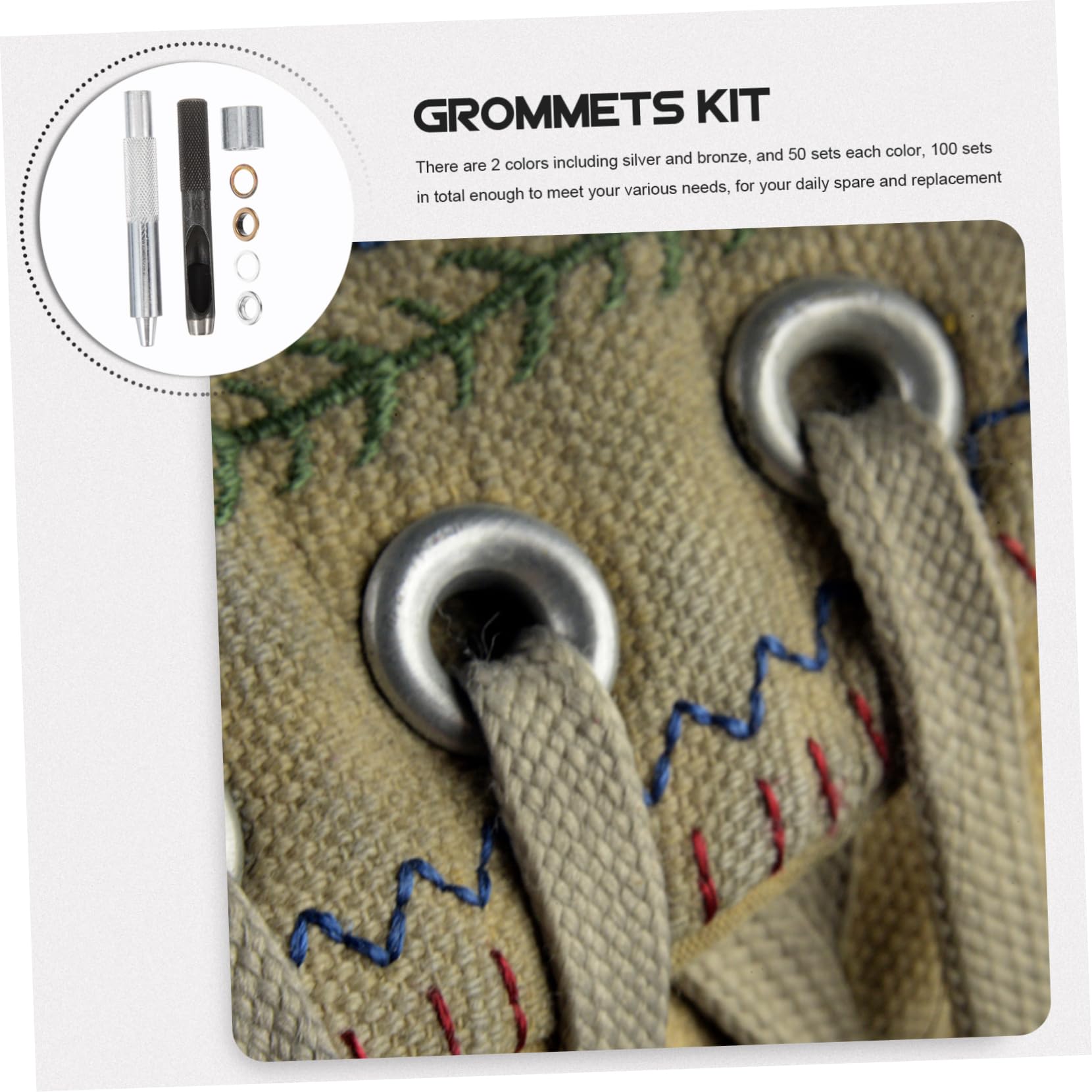 EXCEART 200pezzi Kit Di Occhielli Metallici Strumenti Per Fai Te Per Scarpe Abbigliamento e Progetti Creativi
