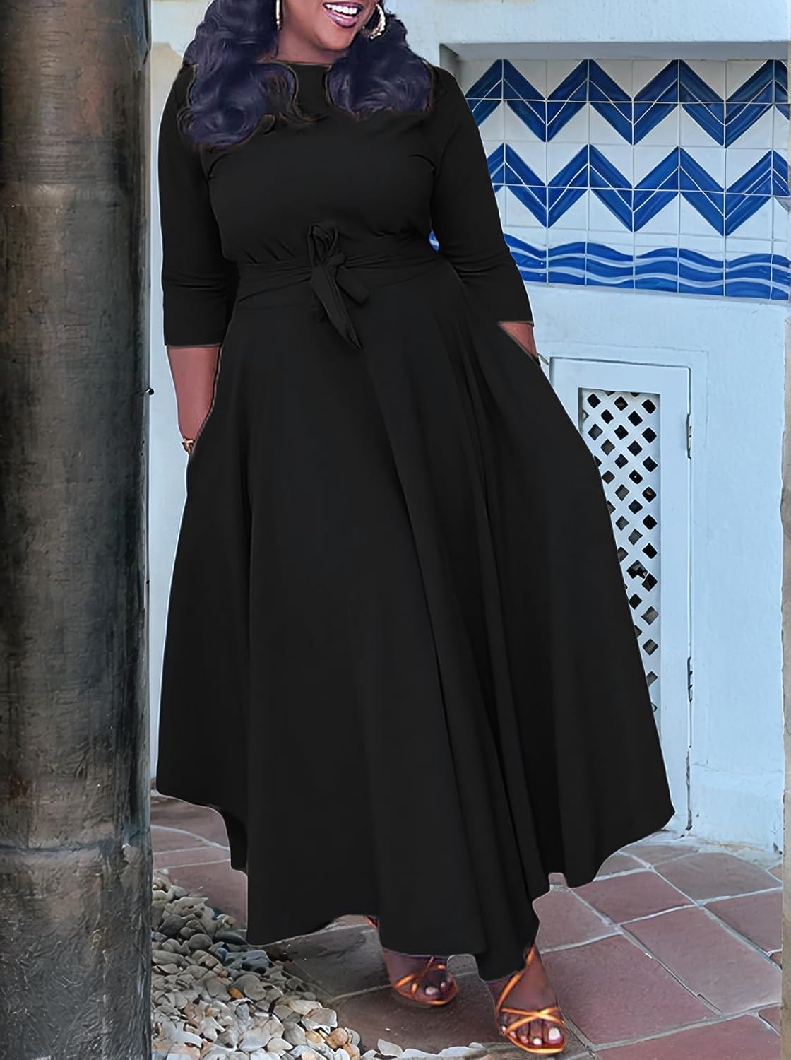 Baczoe Plus Size Maxi Dress for Curvy Women with Pockets image 3
