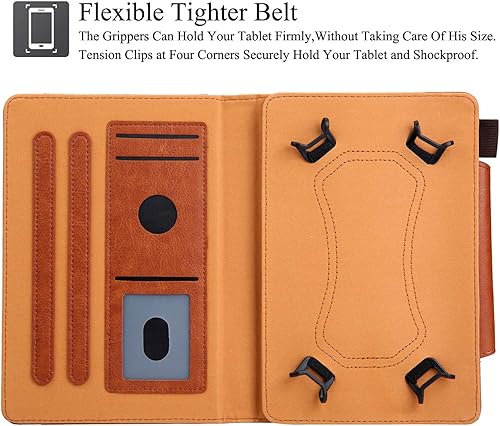 Miniatura 6 de Funda universal para todas las tabletas de 7.0 pulgadas, soporte de visión multiángulo de piel sintética con ranuras para tarjetas para Samsung